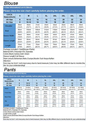 ZANZEA Muslim Women Matching Sets Long Sleeve Solid Color Tops And Loose Pant Suits Elegant Fashion Casual Tracksuit Kaftan 2025