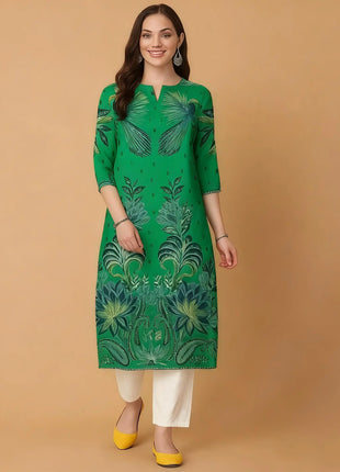 National style Muslim Women's Casual Fashionable And Comfortable Kurtta Dress Long Sleeved Flowers Straight Tube Casual Ethnic