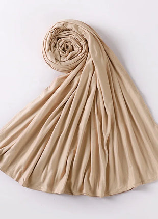 Muslim Plain Cotton Jersey Hijab Scarf Solid Color With Good Stitch Stretchy Soft Turban Head Wraps Shawl Foulard Femme