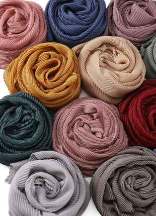 New Breathable Soft Solid Color Silver Silk Crumpled Shiny Pleated Shawl Women's Hair Towel Scarf One Piece Dropshipping