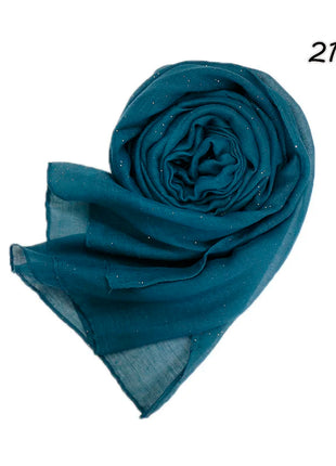 Shimmer Glitter Cotton Viscose Hijab Scarves For Women Muslim Long Shawls Headscarf Wraps Solid Headbands Stole Bufandas Turbans