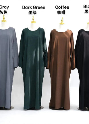 2025 New Arrival Turkey Dubai Muslim Winter Abaya Corduroy Women Closed Abaya Loose Daily Wear Muslim Long Winter Dress