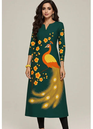 Muslim Dress Kurt Women's Fashionable And Elegant Straight Tube Casual Colorful Floral Pattern Kimono Femmes Musulmane