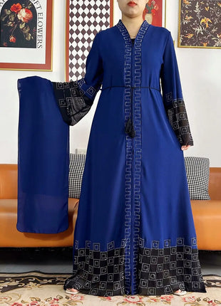 2024 Summer Women Elegant Dresses Dubai Party Outfits Long Sleeve Chiffon Dashiki Muslim Women Robe Open African Abaya Clothing
