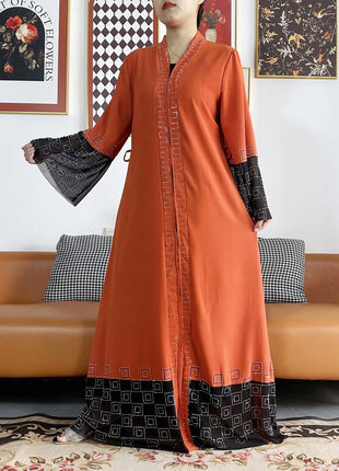 2024 Summer Women Elegant Dresses Dubai Party Outfits Long Sleeve Chiffon Dashiki Muslim Women Robe Open African Abaya Clothing