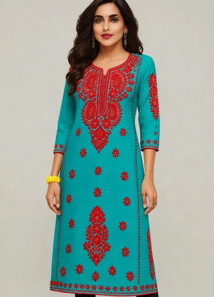 Muslim Kurt Flowers Women's Fashion Comfortable National style Straight Casual Ethnic Vestidos Slit hem Abito Donna