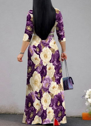 Floral V-Neck Wrap Dress - Tie Waist Flowy Midi Dress, Boho Summer Dress for Women