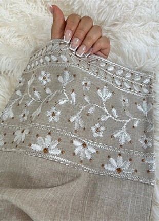 Linen Flower Embroidered Abaya 2024 Luxury Elegant Muslim Retro Kaftan Modest Dresses for Women Islam Clothing for Women Kebaya