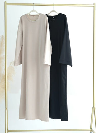 2024 New Modest Dress Solid Color Inner Dresses Muslim Women Dubai Abaya Eid Ramadan Islam Clothing Turkey Arabic Robe