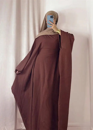 Ramadan Eid Soft Crepe Khimar Batwing Abaya Dubai Islam Muslim Modest African Dresses For Women Kaftan Kebaya Robe Femme Musulma