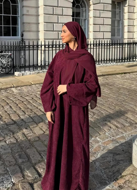 Closed Casual Abayas Corduroy Winter Abaya Eid 2025 Muslim Clothes Borkha For Muslim Women Moroccan Dresses Kaftan Caftan Femme
