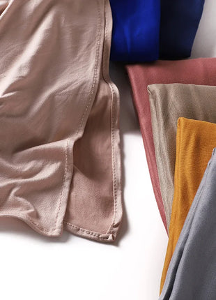 Muslim Plain Cotton Jersey Hijab Scarf Solid Color With Good Stitch Stretchy Soft Turban Head Wraps Shawl Foulard Femme