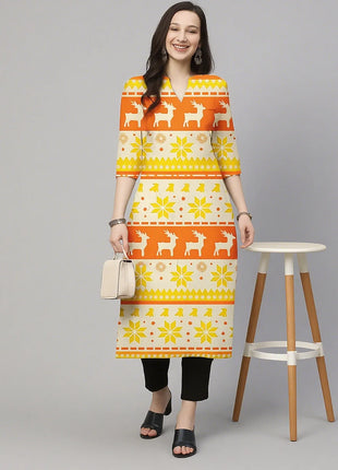 Christmas Muslim Women's Casual Fashionable And Comfortable Kurtta Dress Long Sleeved Straight Tube Casual Ethnic