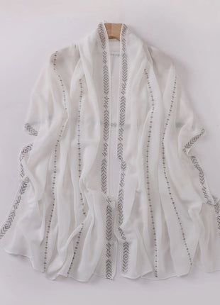 Hot Diamond Pearl Chiffon Hijabs for Women Muslim Fashion Long Shawl Head Wrap for Women Turbans for Women Ramadan Turban Femme