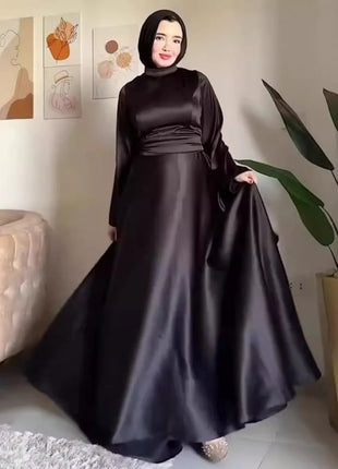 Eid Flare Sleeve Muslim Abaya Women Dresses Sashes Jalabiya Kaftan Solid Vestidos Arab Long Robe Ramadan Morocco Dubai Abayas