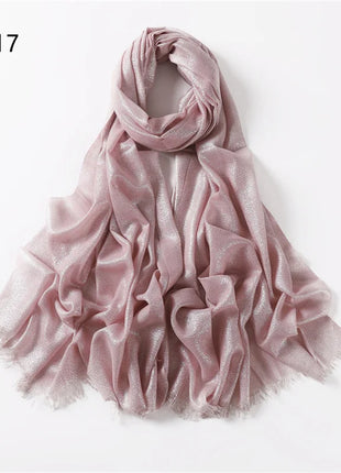 2025 Abaya Women Veil Gold Solid Color Muslim Head Scarf Shawls and Wraps Glitter Pashmina Bandana Female Foulard Hijab