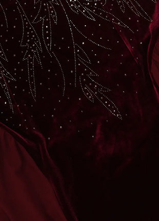 Women Dubai Arab Muslim Velvet Chiffon Splicing Diamond Evening Dress Jalabia Women's Clothing Abaya Robe