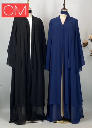 Ramadan Kebaya Chiffon Open Abaya For Women Muslim Dress Kaftan Islam Clothing Caftan Marocain Femme Modest Robe Dubai Kimono