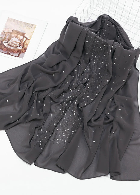 Rhinestone Chiffion Hjab Plain Scarf Tudung Bawal Headscarf Islamic Crystal Hjab Shawls and Wraps Women Muslim Foulard