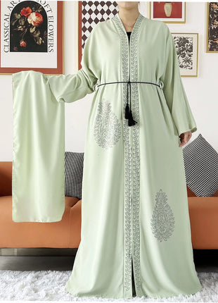 2024 Summer Women Elegant Dresses Dubai Party Outfits Long Sleeve Chiffon Dashiki Muslim Women Robe Open African Abaya Clothing