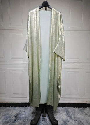 Shiny Satin Open Kimono Abaya 2025 Ramadan Dubai Luxury Muslim Kaftan Dress for Women Islam Clothing Robe Femme Musulmane