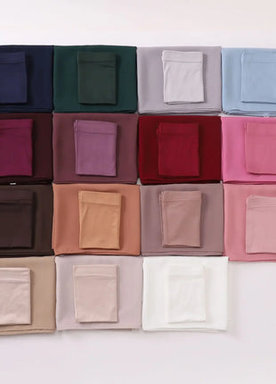 2 Piece Set Chiffon Hijab Matching Undercap Chiffon Scarf with Matching Underscarf Shawls Scarves Head Scarf Headwraps for Women