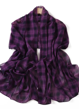 175*70CM New Plaid Print Islam Long Chiffon Scarf Wrapped Scarf Muslim Women's Hijabs Shawl Ramadan Female