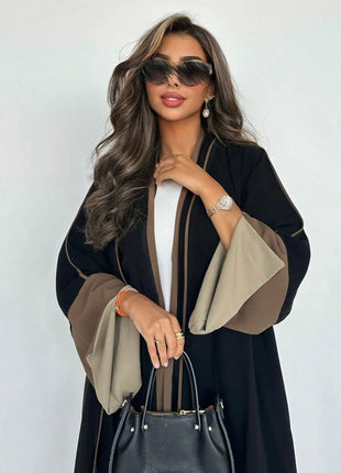 Middle Eastern Loose Abaya Muslim Full Sleeve Open Front Abayas Elegant Kaftans Women Jilbabs Arabian Islamic Maxi Dresses