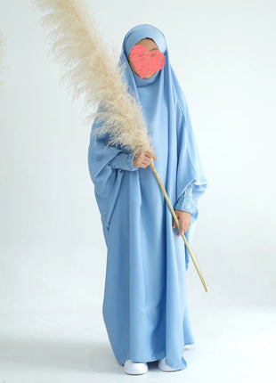 Ramadan Muslim Dress Girls Kids Prayer Garment Hijab Dress  Child Hooded Abaya Full Cover Niqab Islam Dubai Eid Robe 2023 jilbab