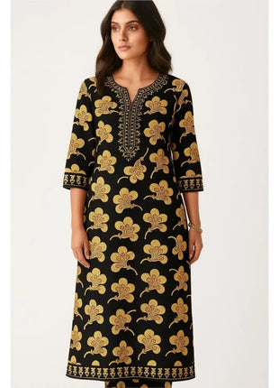Muslim Dress Kurt Women's Fashionable Straight Tube Casual Round Neck Picture Multiple National Style Robe Femmes Musulmans