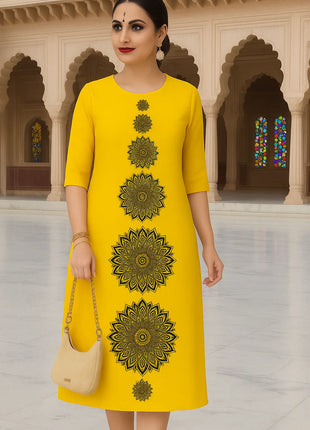 Muslim Dress Kurt Women's Fashionable Elegant National style Straight Tube Casual RSlit Hem Flowers Pattern Noble Skirt 2026