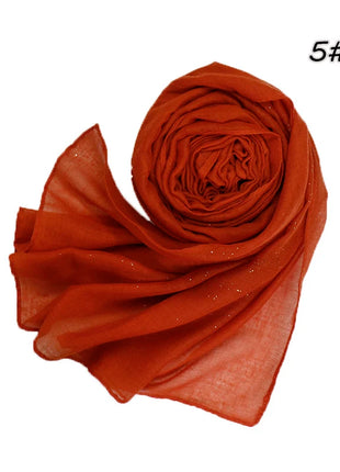 Shimmer Glitter Cotton Viscose Hijab Scarves For Women Muslim Long Shawls Headscarf Wraps Solid Headbands Stole Bufandas Turbans