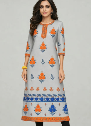 Muslim Kurt Flowers Women's Fashion Comfortable National style Straight Casual Ethnic Vestidos Slit hem Abito Donna