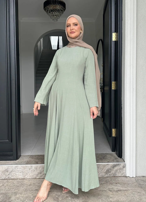 2025 Summer Arabic Muslim Women Modest Dress Eid Dubai Plain Abaya Islam Party Outfit Elegant Holiday Dresses Turkey Kaftan Robe