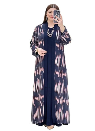 Jalabiya Eid Abayas Dress Set Kaftan Turkey Caftan Robe 2 Piece Kaftan Muslim Women Abaya Party Dresses Ramadan Elegant