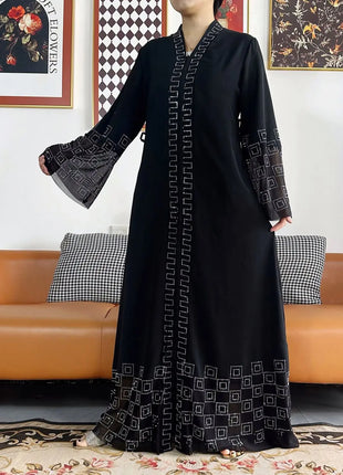 2024 Summer Women Elegant Dresses Dubai Party Outfits Long Sleeve Chiffon Dashiki Muslim Women Robe Open African Abaya Clothing