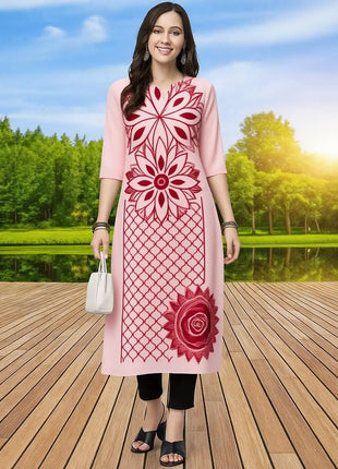 Muslim Kurtta Women's Fashionable Comfortable Kurt Dress 2026 Straight Tube Flowers Casual Ethnic Middle Eastern Arabic Dress