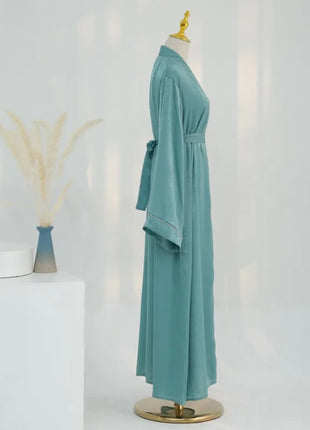 2024 Muslim Modest Cardigan for Women Eid Arab Abaya Dubai Dress Islamic Daily Long Sleeve Clothing Turkey Solid Color Coat Robe