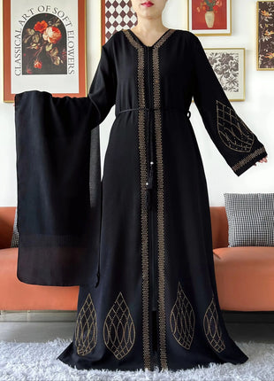 Elegant Women's Party Dress Chiffon Loose Open Zipper Abaya Muslim Islamic Clothing Cardigan Style for Special Occasions