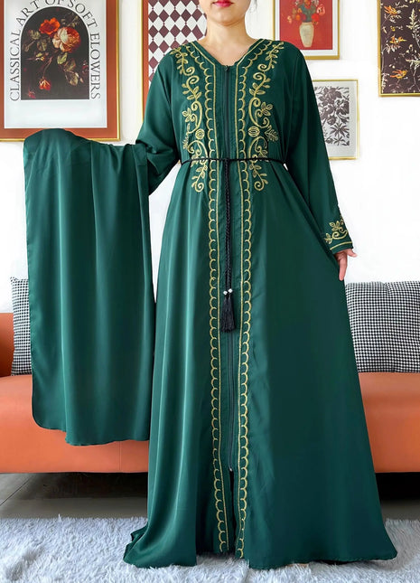 2025 New Elegant Women Abaya Long Sleeve Chiffon Loose Open Abaya Muslim Islamic Clothing Cardigan Style for Special Occasions