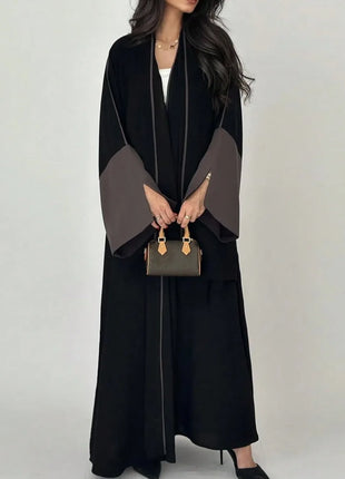 Middle Eastern Loose Abaya Muslim Full Sleeve Open Front Abayas Elegant Kaftans Women Jilbabs Arabian Islamic Maxi Dresses