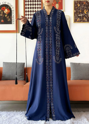 2025 Women Elegant Party Dress Chiffon Open Zipper Loose Abaya Muslim Women Dress Islamic Clothing Cardigan Abaya Muslim Dress