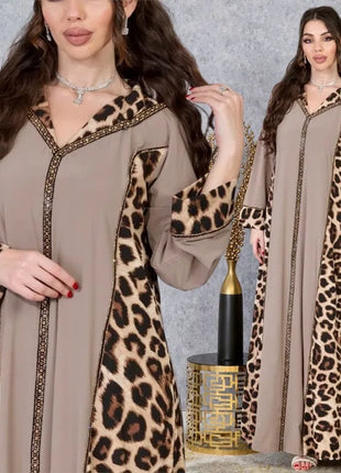 Muslim Abaya Dress Women Dubai Dresses Jalabiya Leopard Print Vestidos Modest Robe Morocco Arab Abayas Kaftan Islam Ramadan
