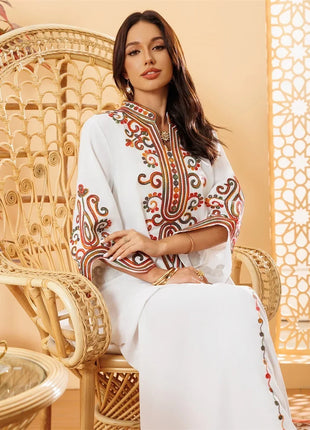 Ramadan Muslim Women's Embroidered Loose abaya Dresses For Women Gala Morocco Dubai Elegant Casual Kaftan