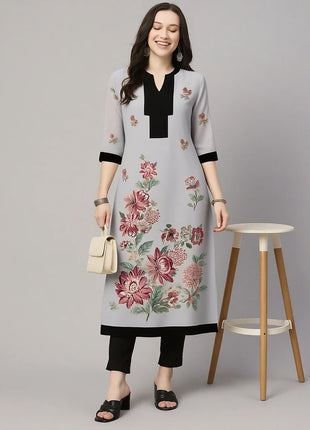 Muslim Kurt Women's Casual Fashion Dress Long Sleeved Straight Tube Casual Ethnic Flower Kaftan Moroccan Women Robe