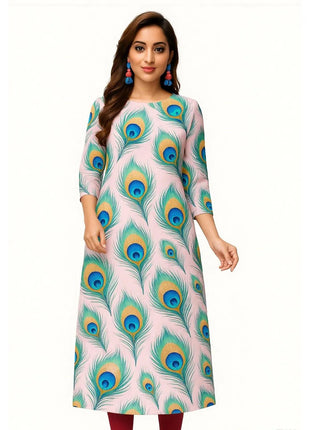 Dress Kurtta Women Fashionable Straight Tube Casual Bright Slit hem Peacock Patterns Robe Arabe Robe Traditionnelle Arabe Muslim