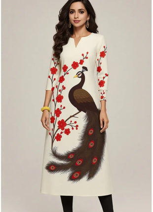 Muslim Dress Kurt Women's Fashionable And Elegant Straight Tube Casual Colorful Floral Pattern Kimono Femmes Musulmane