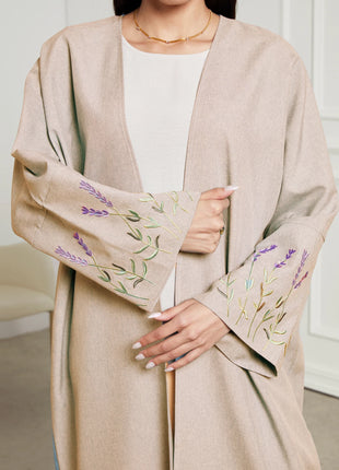 Women Abaya Muslim Kaftan Floral Embroidery Sleeves Maxi Length Ramadan Dress Jilbabs Open Front Abayas Outwear Cardigan Coats