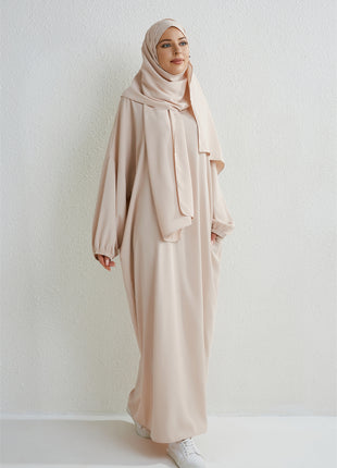 Muslim Abaya Prayer Dress One-piece Hooded Smocking Sleeve Islamic Clothing Women Jilbab Dubai Saudi Black Robe Turkish Modesty