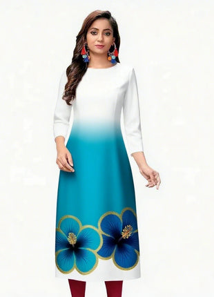 Muslim Women Kurtta Casual Dress National Style Straight Casual Ethnic Peacock Mandarin Design Turkish Abaya Slit hem